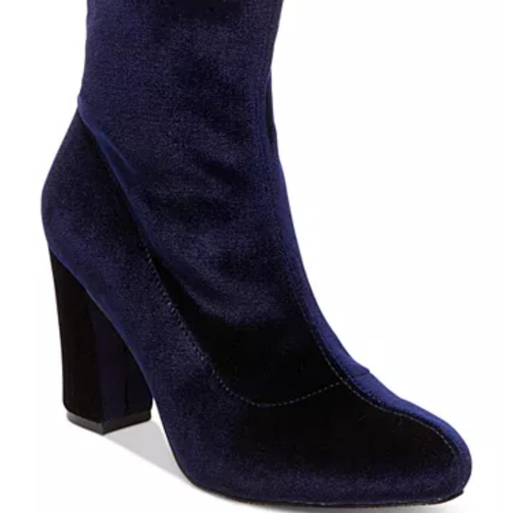 Madden Girl navy velvet booties